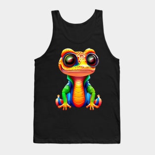 Gamer's Perfect Illustration - Cute Colorful Gekko Tank Top